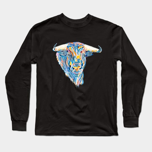 Colorful corrida bull Long Sleeve T-Shirt by JBLAIS DESIGN 